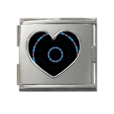 Blue Outline Mega Link Heart Italian Charm (18mm) from ArtsNow.com Front