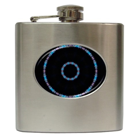 Blue Outline Hip Flask (6 oz) from ArtsNow.com Front