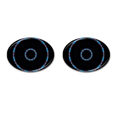 Blue Outline Cufflinks (Oval) from ArtsNow.com Front(Pair)