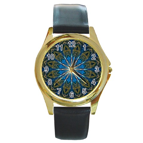 Bright Star Round Gold Metal Watch from ArtsNow.com Front