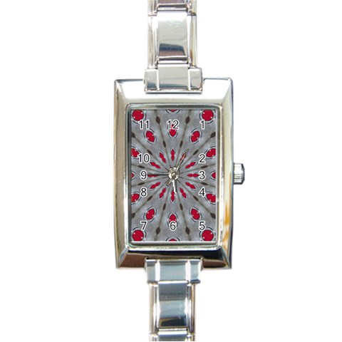 Red Dots on Silver Rectangular Italian Charm Watch from ArtsNow.com Front