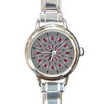 Red Dots on Silver Round Italian Charm Watch