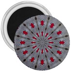 Red Dots on Silver 3  Magnet