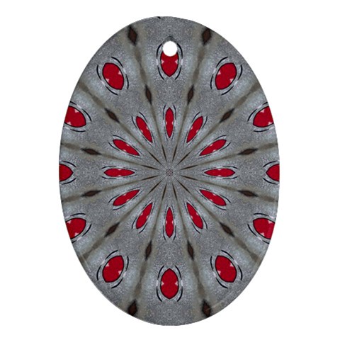 Red Dots on Silver Ornament (Oval) from ArtsNow.com Front