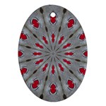 Red Dots on Silver Ornament (Oval)