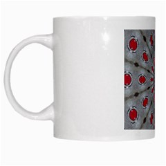 Red Dots on Silver White Mug from ArtsNow.com Left