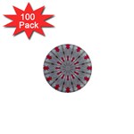 Red Dots on Silver 1  Mini Magnet (100 pack) 