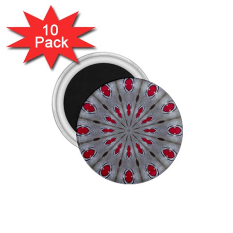 Red Dots on Silver 1.75  Magnet (10 pack)  from ArtsNow.com Front