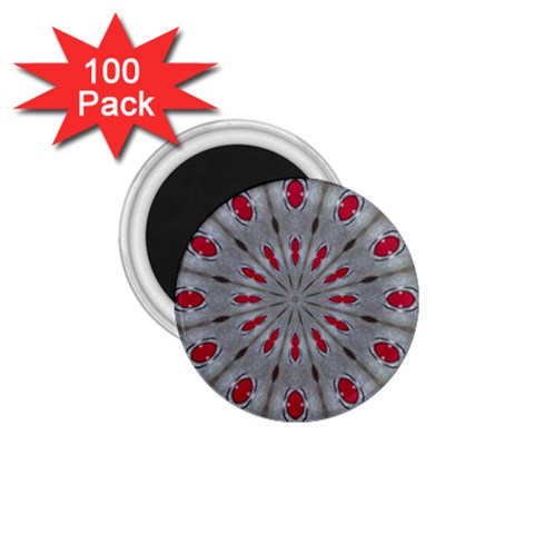 Red Dots on Silver 1.75  Magnet (100 pack)  from ArtsNow.com Front