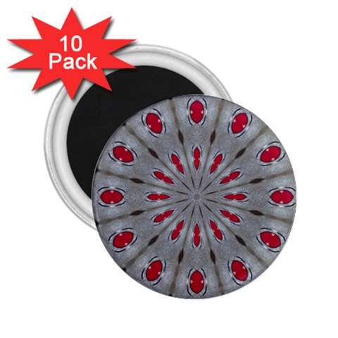 Red Dots on Silver 2.25  Magnet (10 pack) from ArtsNow.com Front