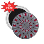 Red Dots on Silver 2.25  Magnet (10 pack)