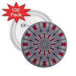 Red Dots on Silver 2.25  Button (100 pack)