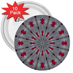 Red Dots on Silver 3  Button (10 pack)