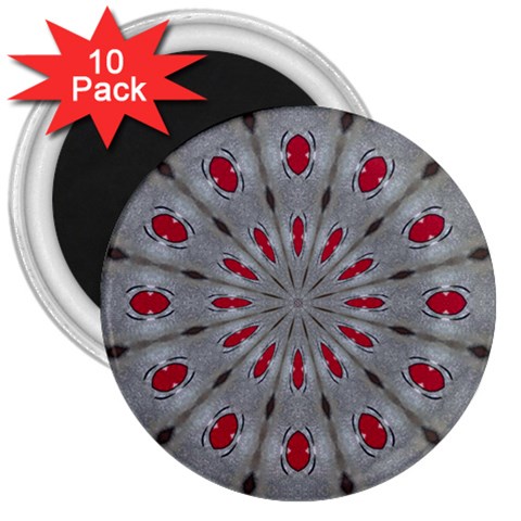 Red Dots on Silver 3  Magnet (10 pack) from ArtsNow.com Front