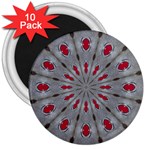 Red Dots on Silver 3  Magnet (10 pack)