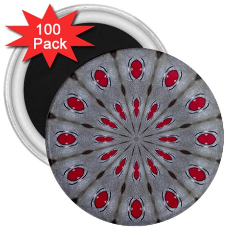 Red Dots on Silver 3  Magnet (100 pack) from ArtsNow.com Front