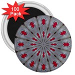 Red Dots on Silver 3  Magnet (100 pack)