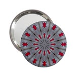 Red Dots on Silver 2.25  Handbag Mirror