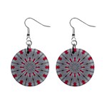 Red Dots on Silver 1  Button Earrings