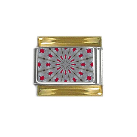 Red Dots on Silver Gold Trim Italian Charm (9mm) from ArtsNow.com Front