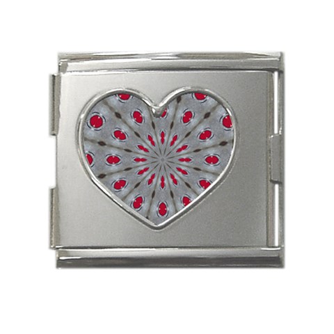 Red Dots on Silver Mega Link Heart Italian Charm (18mm) from ArtsNow.com Front