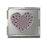 Red Dots on Silver Mega Link Heart Italian Charm (18mm)