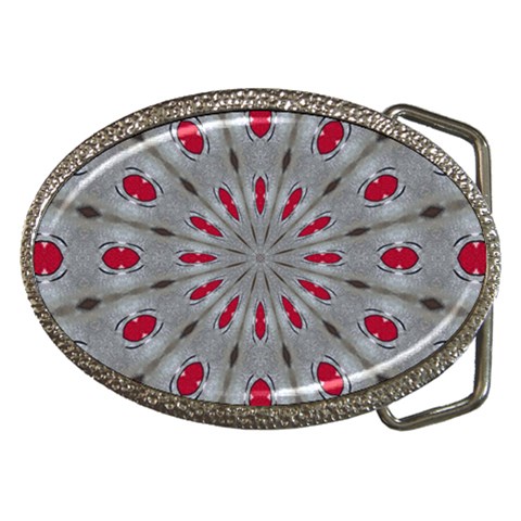 Red Dots on Silver Belt Buckle from ArtsNow.com Front