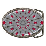 Red Dots on Silver Belt Buckle