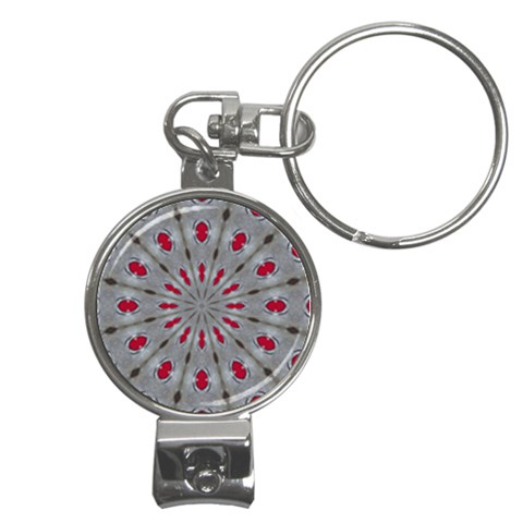 Red Dots on Silver Nail Clippers Key Chain from ArtsNow.com Front