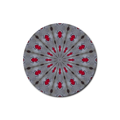 Red Dots on Silver Rubber Round Coaster (4 pack) from ArtsNow.com Front