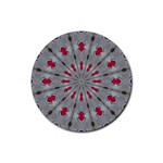 Red Dots on Silver Rubber Round Coaster (4 pack)