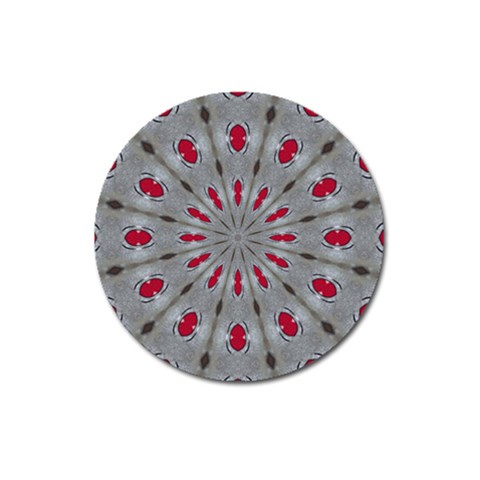 Red Dots on Silver Magnet 3  (Round) from ArtsNow.com Front