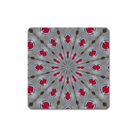 Red Dots on Silver Magnet (Square) from ArtsNow.com Front