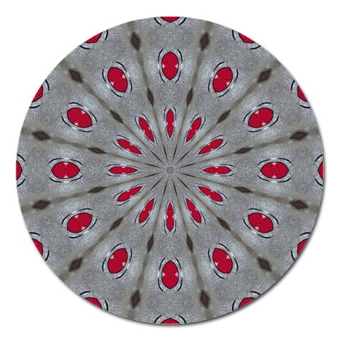 Red Dots on Silver Magnet 5  (Round) from ArtsNow.com Front