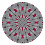 Red Dots on Silver Magnet 5  (Round)