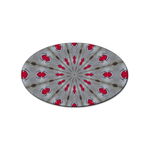 Red Dots on Silver Sticker Oval (10 pack) from ArtsNow.com Front