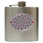 Red Dots on Silver Hip Flask (6 oz)