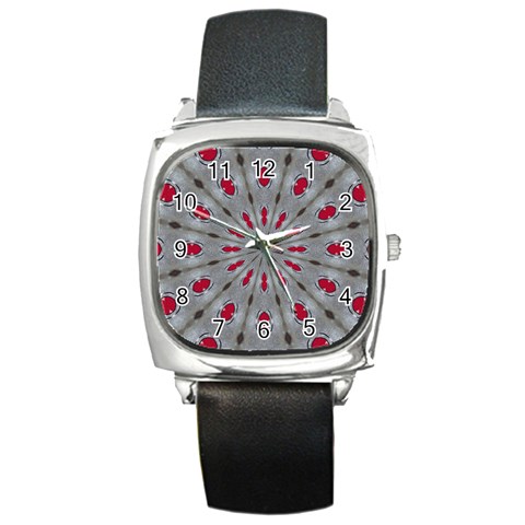 Red Dots on Silver Square Metal Watch from ArtsNow.com Front