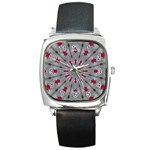 Red Dots on Silver Square Metal Watch