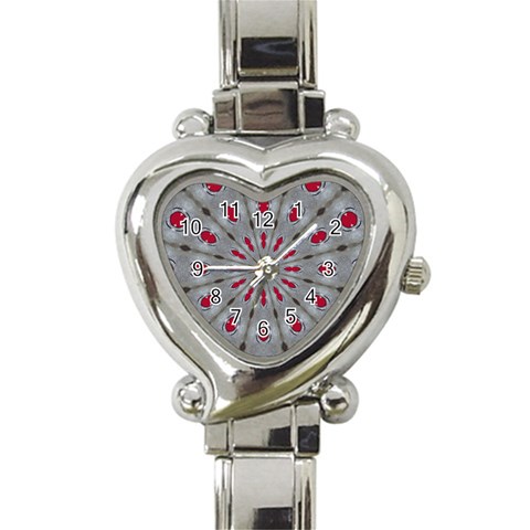 Red Dots on Silver Heart Italian Charm Watch from ArtsNow.com Front