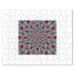 Red Dots on Silver Jigsaw Puzzle (Rectangular)