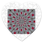 Red Dots on Silver Jigsaw Puzzle (Heart)