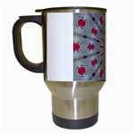 Red Dots on Silver Travel Mug (White)