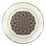 Red Dots on Silver Porcelain Plate