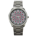 Red Dots on Silver Sport Metal Watch