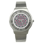 Red Dots on Silver Stainless Steel Watch