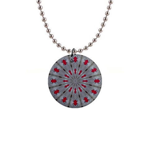 Red Dots on Silver 1  Button Necklace from ArtsNow.com Front