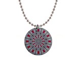 Red Dots on Silver 1  Button Necklace