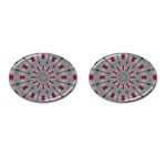 Red Dots on Silver Cufflinks (Oval)