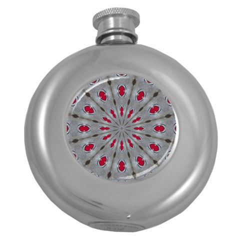 Red Dots on Silver Hip Flask (5 oz) from ArtsNow.com Front